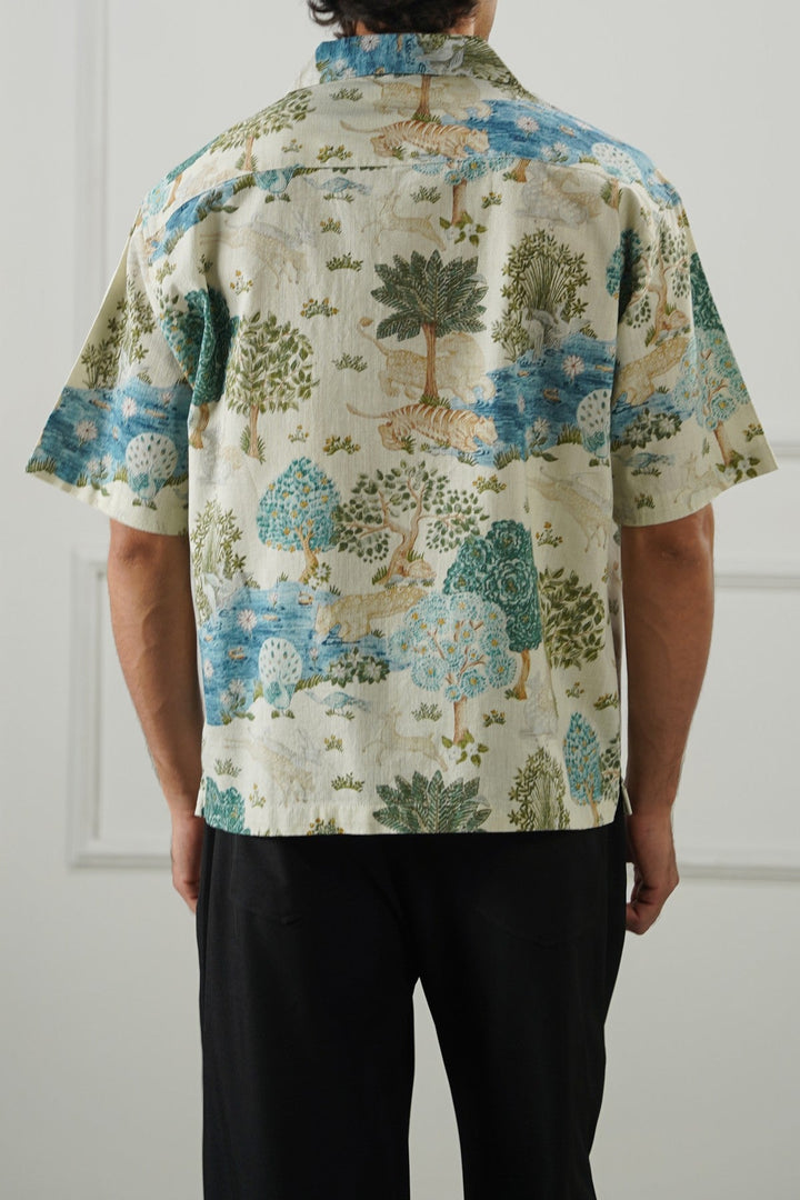 ECRU SLUB PRINTED SHIRT