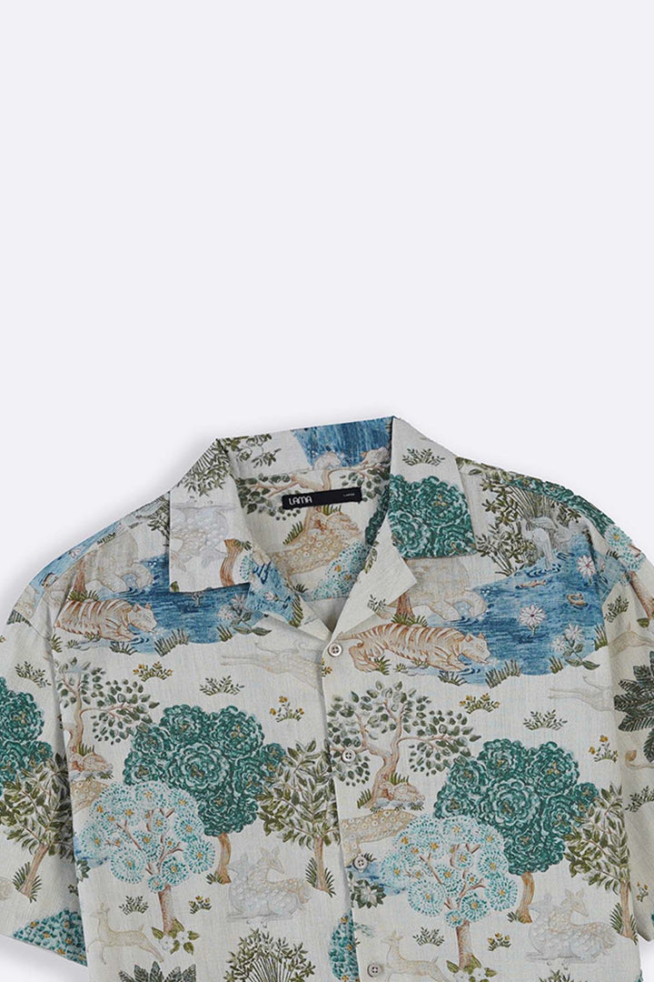 ECRU SLUB PRINTED SHIRT