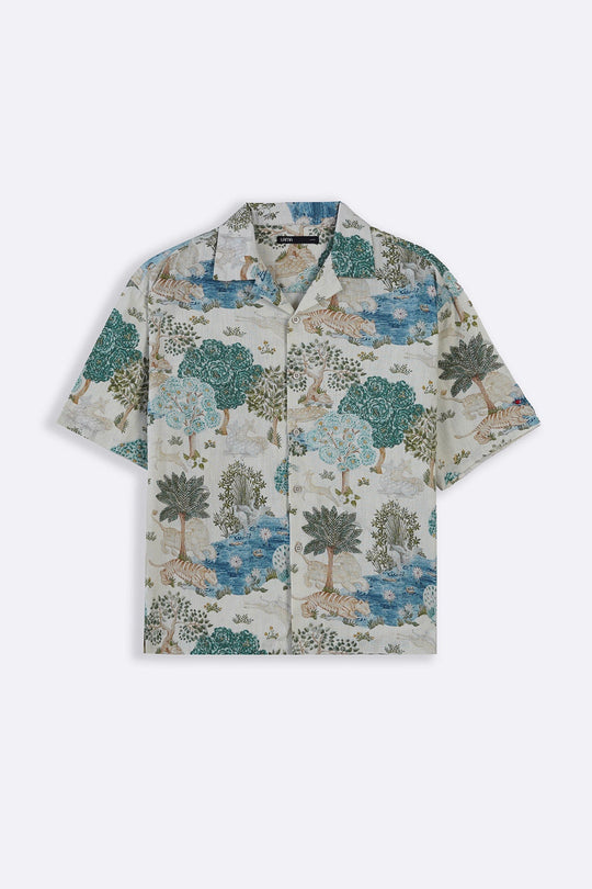 ECRU SLUB PRINTED SHIRT