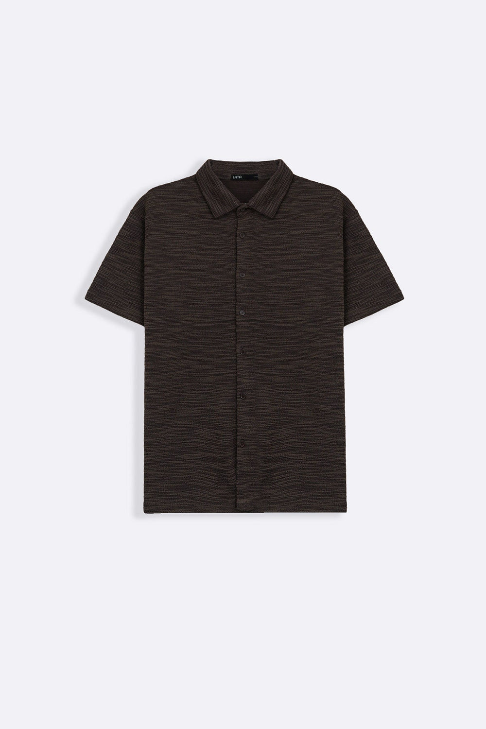 DARK BROWN CRINKLE TEXTURED SHIRT
