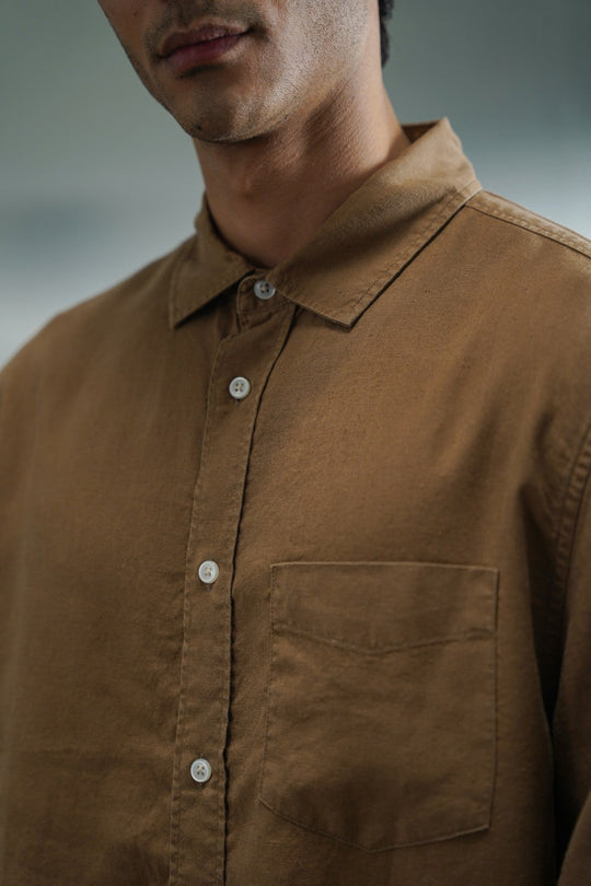 BROWN EASY LYOCELL LINEN SHIRT