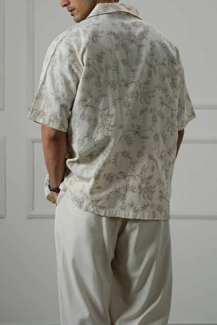 ECRU FLORAL EMBROIDERED SHIRT