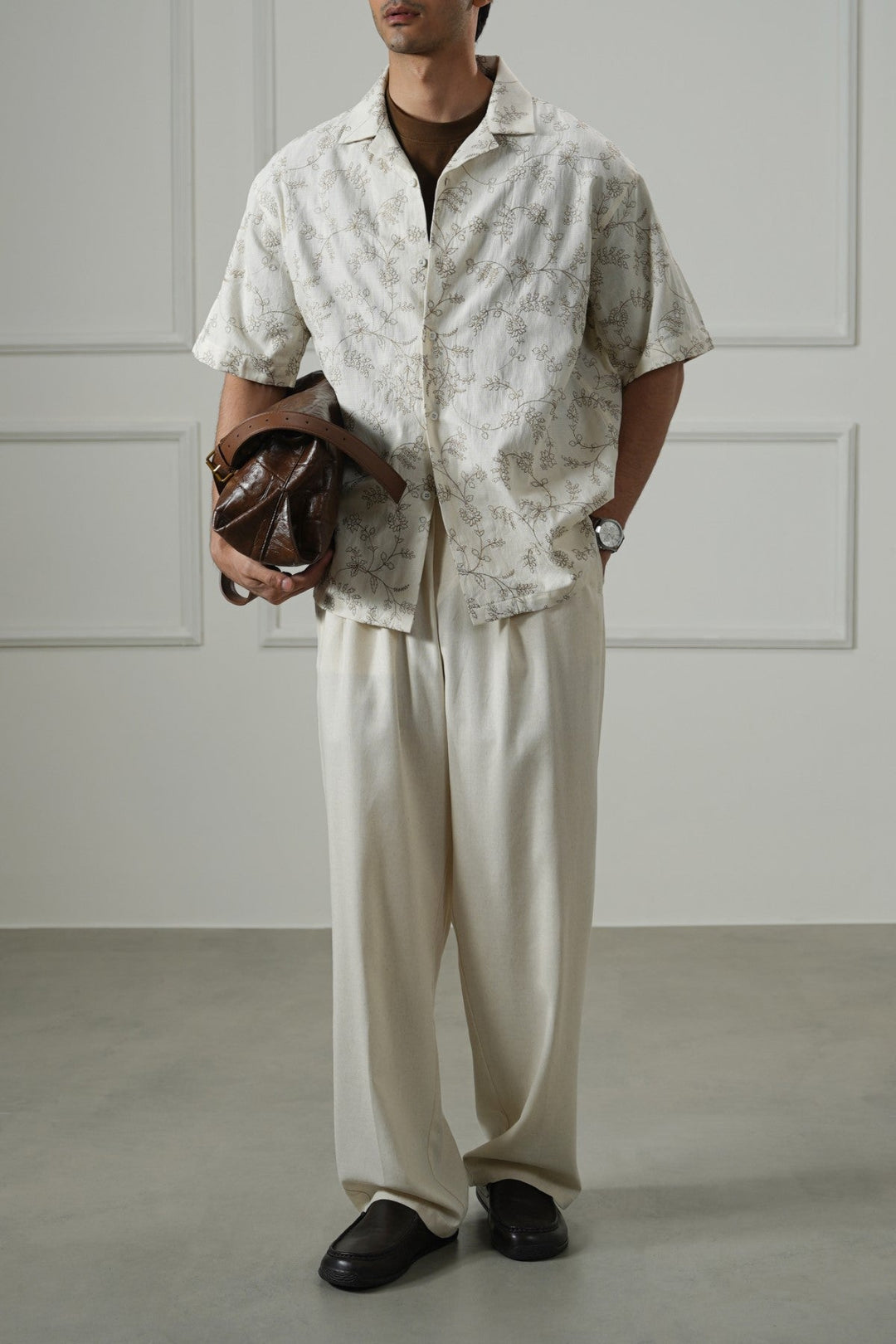 ECRU FLORAL EMBROIDERED SHIRT