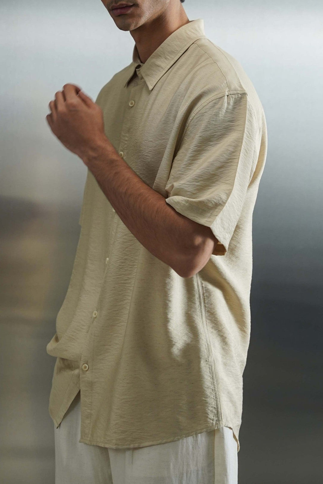 BEIGE MELANGE EFFECT SHIRT