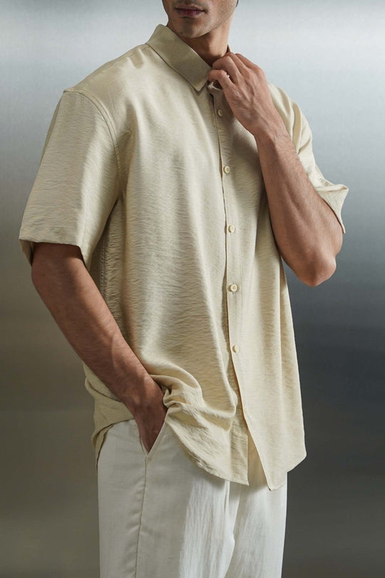 BEIGE MELANGE EFFECT SHIRT