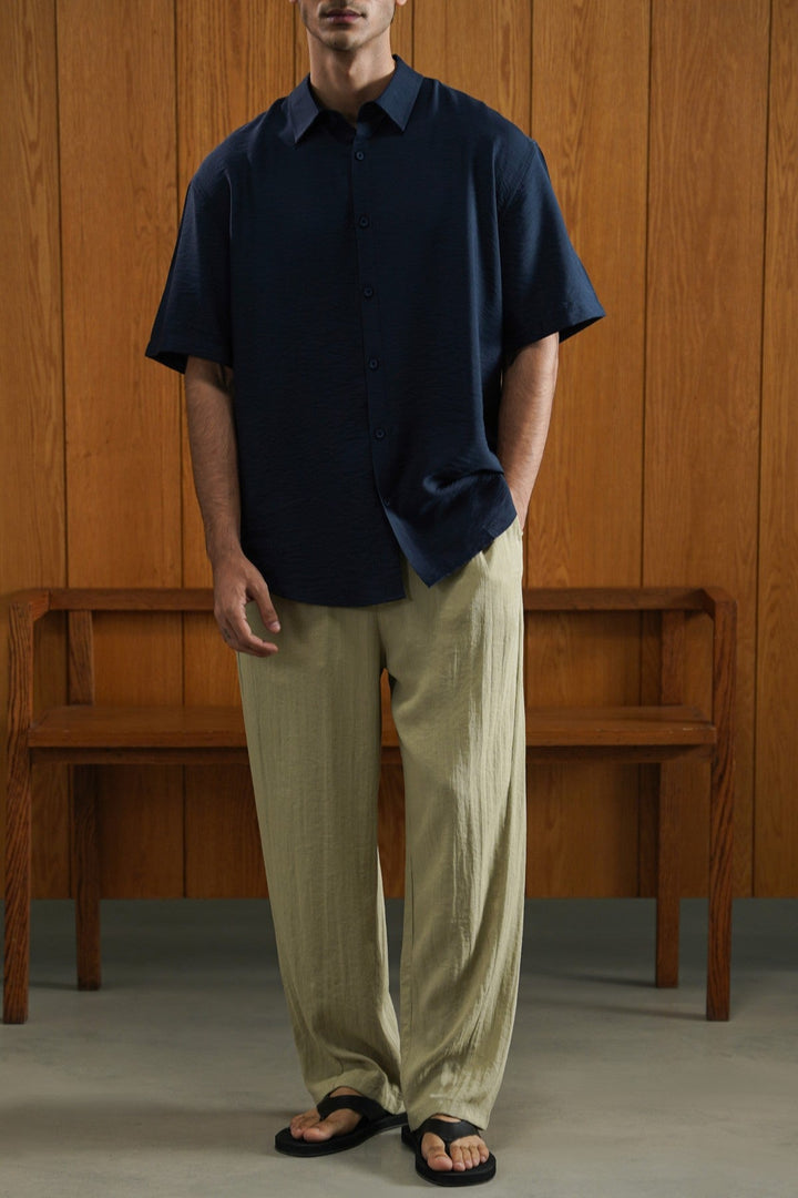 NAVY MELANGE EFFECT SHIRT