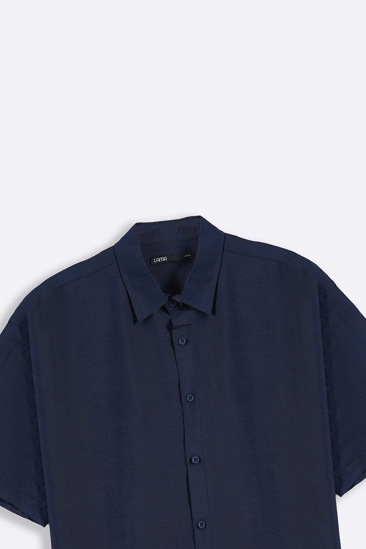 NAVY MELANGE EFFECT SHIRT