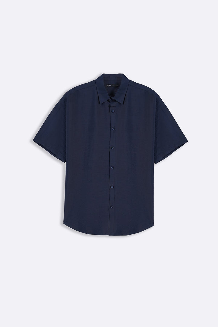 NAVY MELANGE EFFECT SHIRT