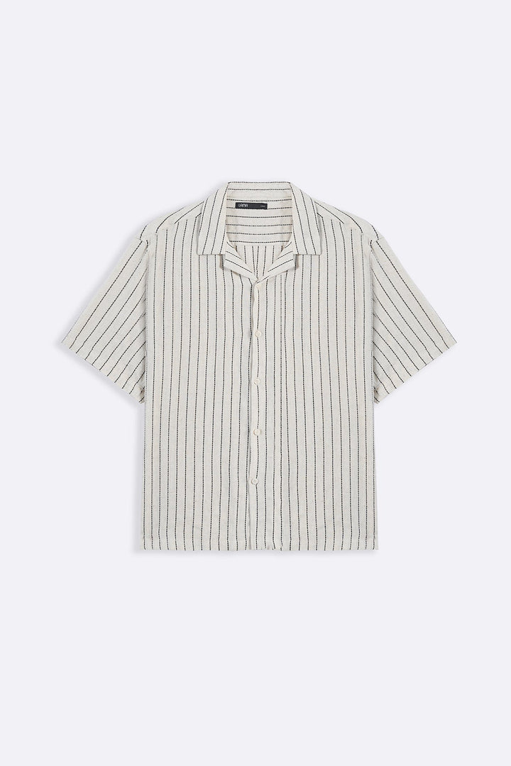 IVORY STRIPED JACQUARD SHIRT