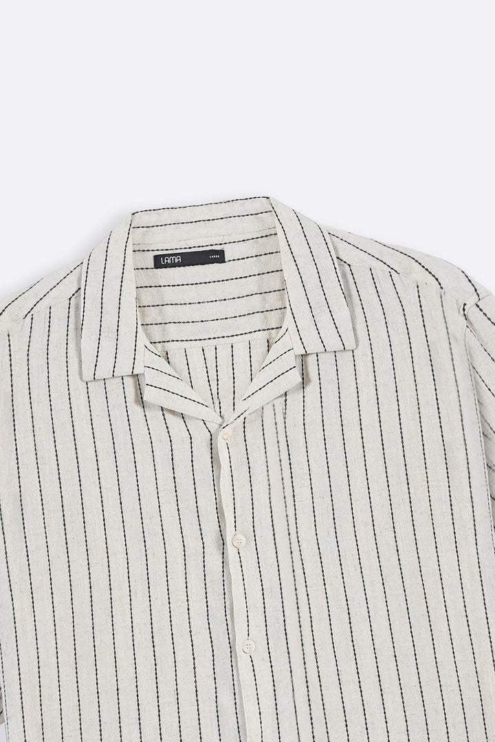IVORY STRIPED JACQUARD SHIRT