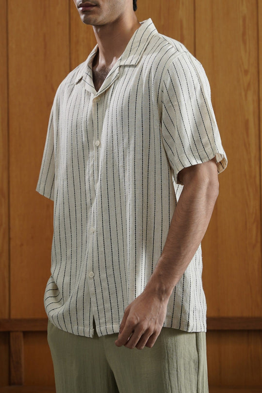 IVORY STRIPED JACQUARD SHIRT