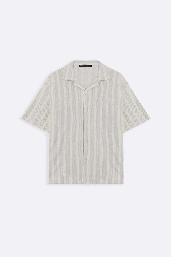 CREAM CRINKLE RESORT COTTON SHIRT