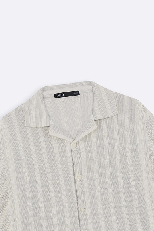 CREAM CRINKLE RESORT COTTON SHIRT