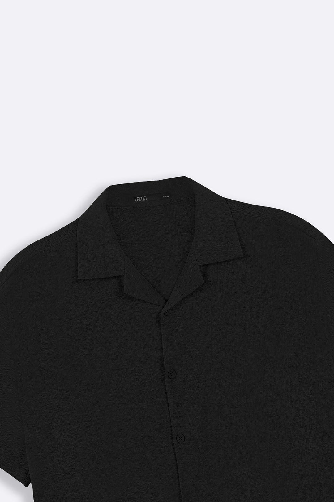 BLACK TEXTURED COTTON STRETCH SHIRT
