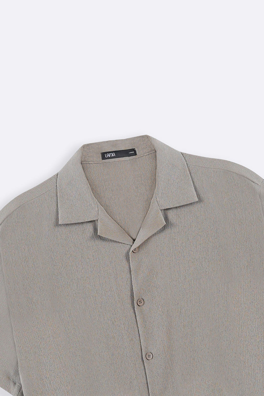 KHAKI TEXTURED COTTON STRETCH SHIRT