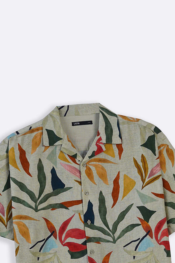 ECRU SLUB PRINTED SHIRT
