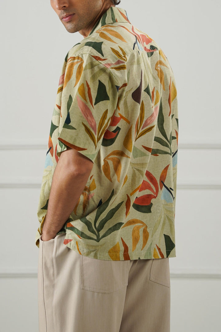 ECRU SLUB PRINTED SHIRT