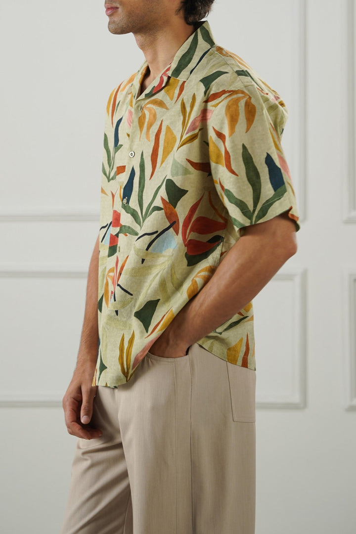 ECRU SLUB PRINTED SHIRT