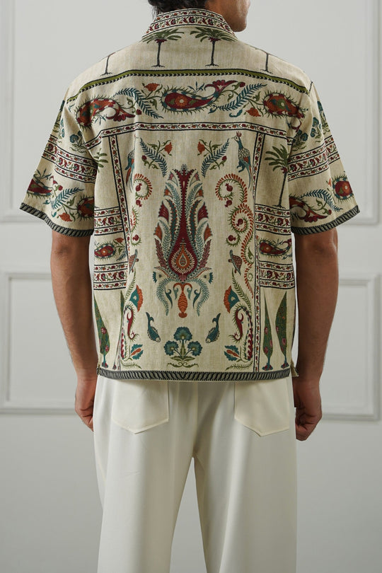 ECRU SLUB PRINTED SHIRT