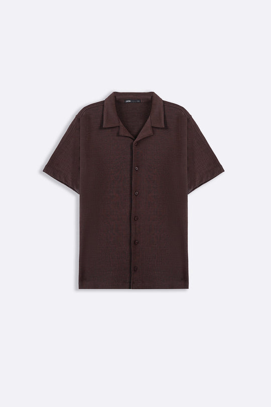 BROWN SEERSUCKER BUTTON DOWN