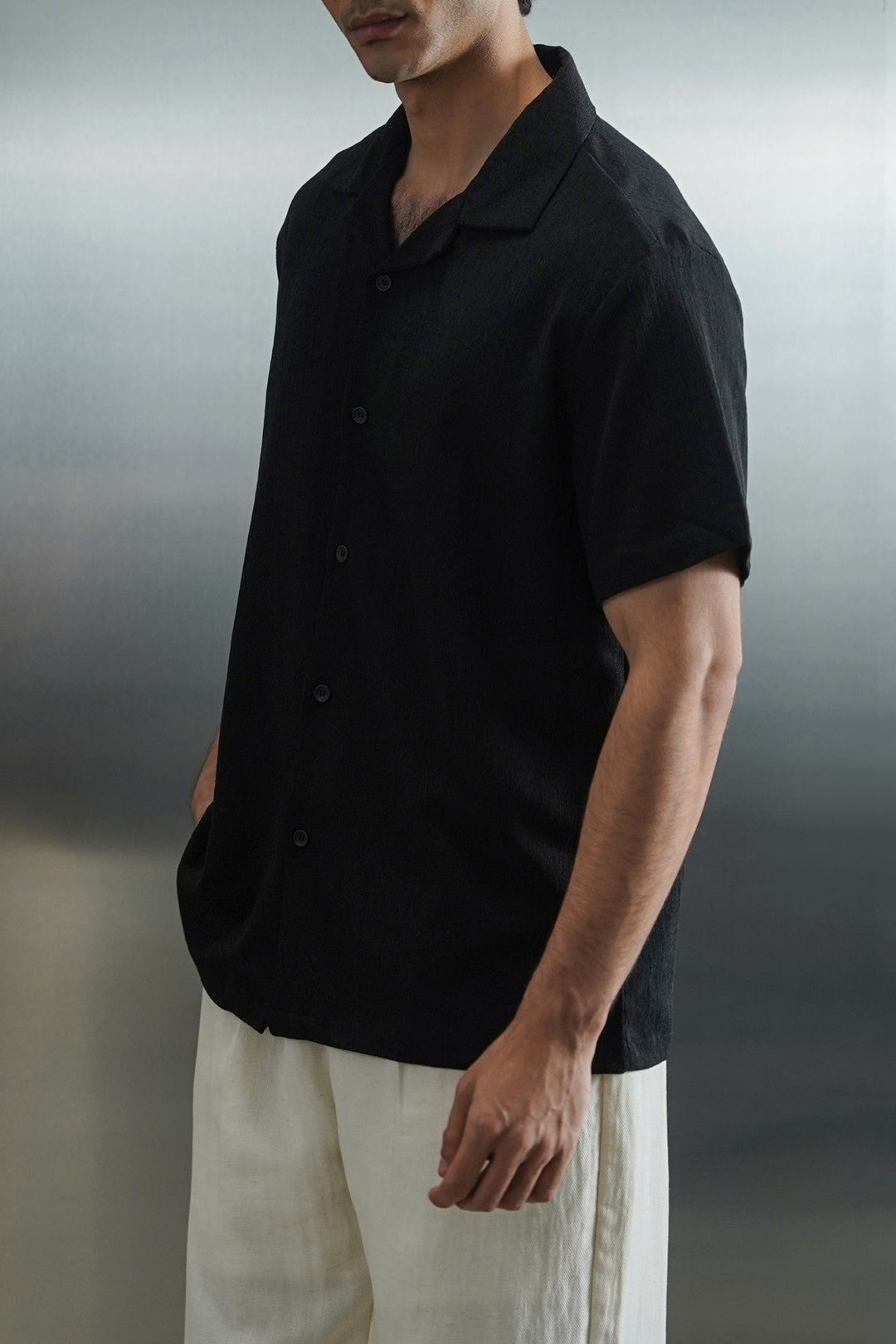 CHARCOAL TENCEL COTTON BUTTON DOWN