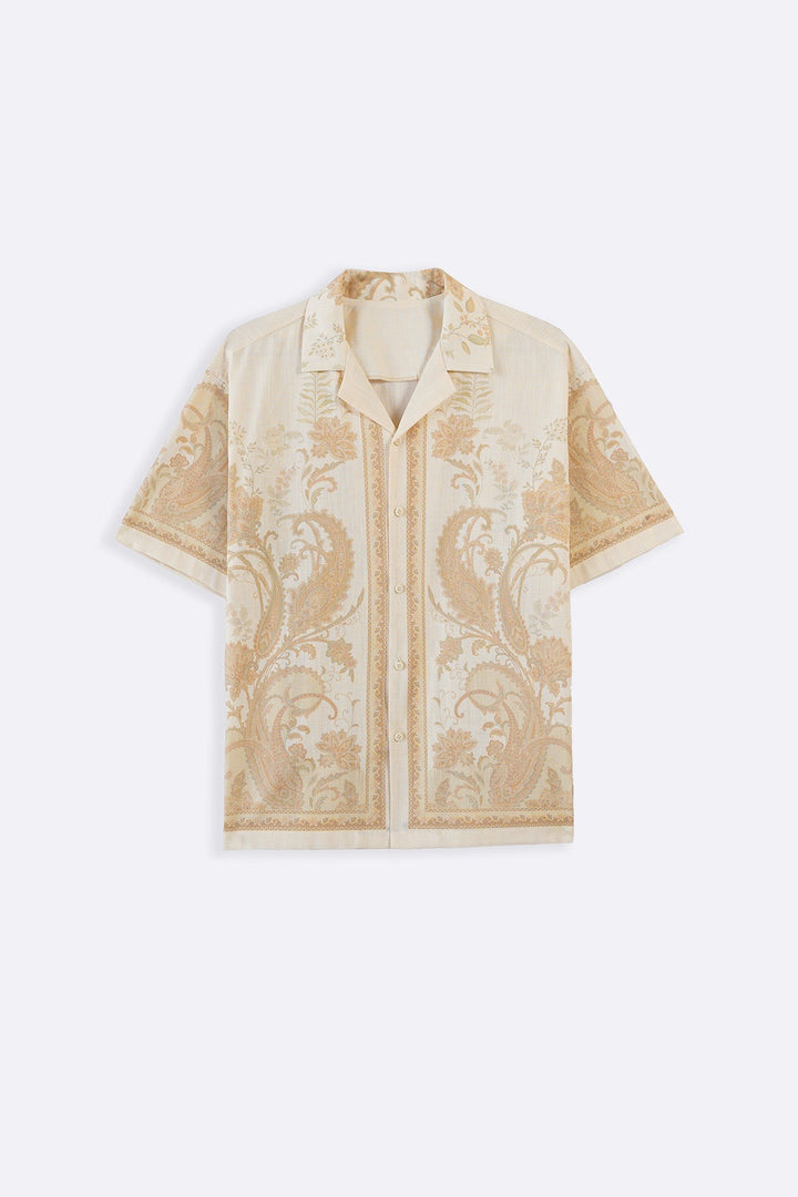 ECRU SLUB PRINTED SHIRT
