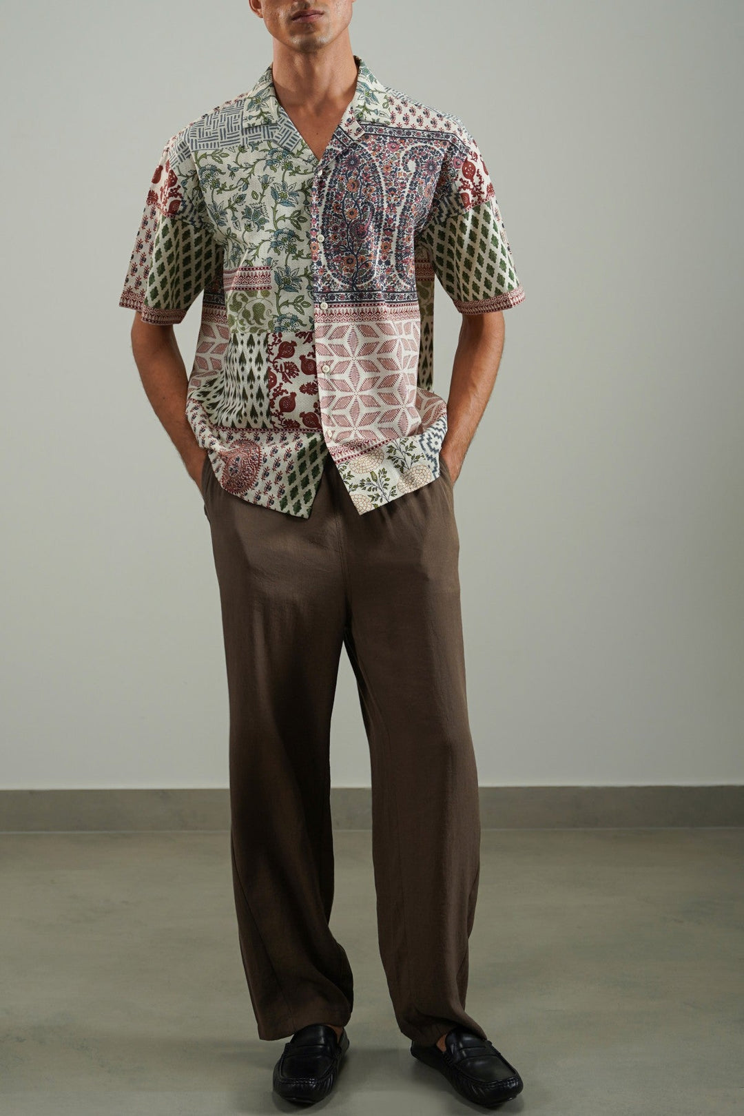 ECRU-PRINTED SLUB SHIRT