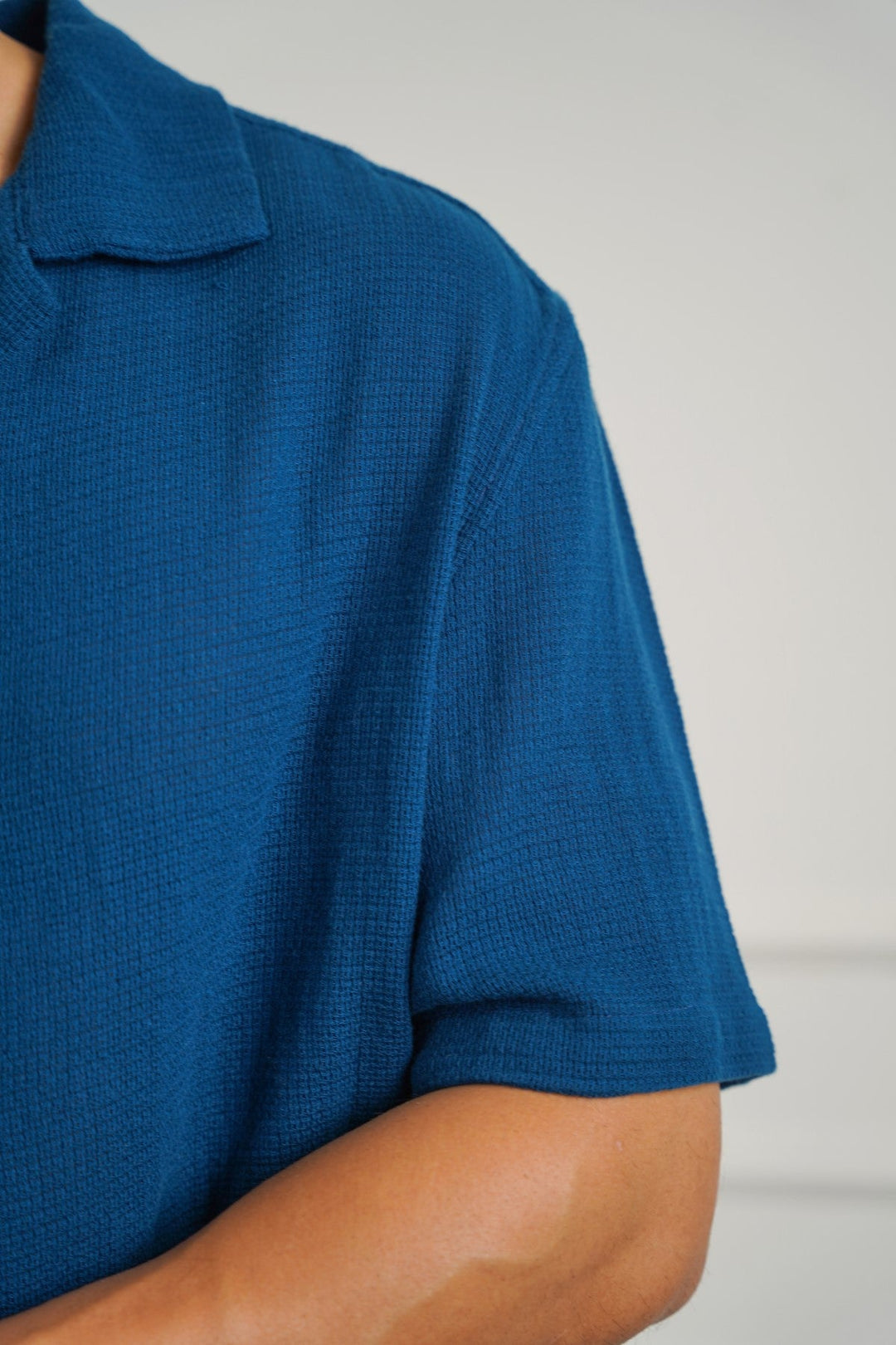 TEAL TEXTURED COTTON SAFARI SHIRT
