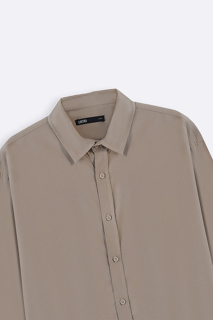 BEIGE SLUB SHIRT WITH LINEN