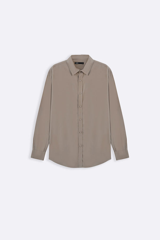 BEIGE SLUB SHIRT WITH LINEN