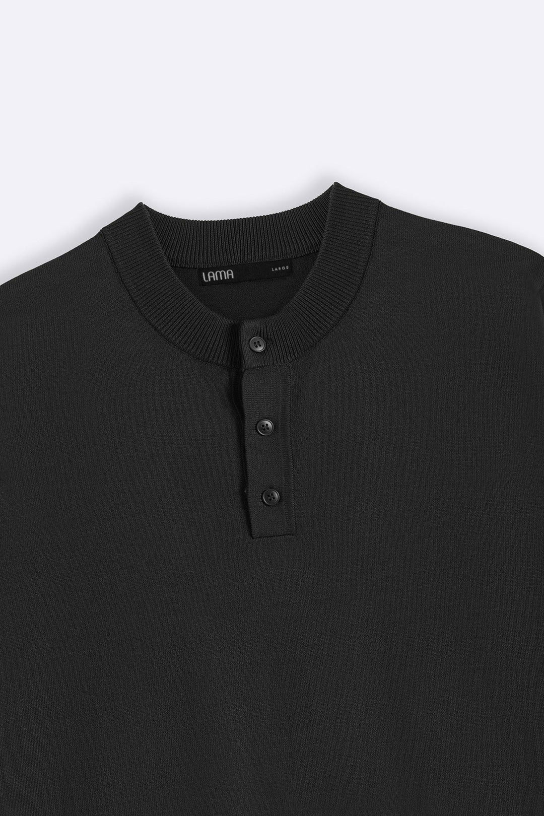 BLACK SOFT KNIT HENLEY SHIRT