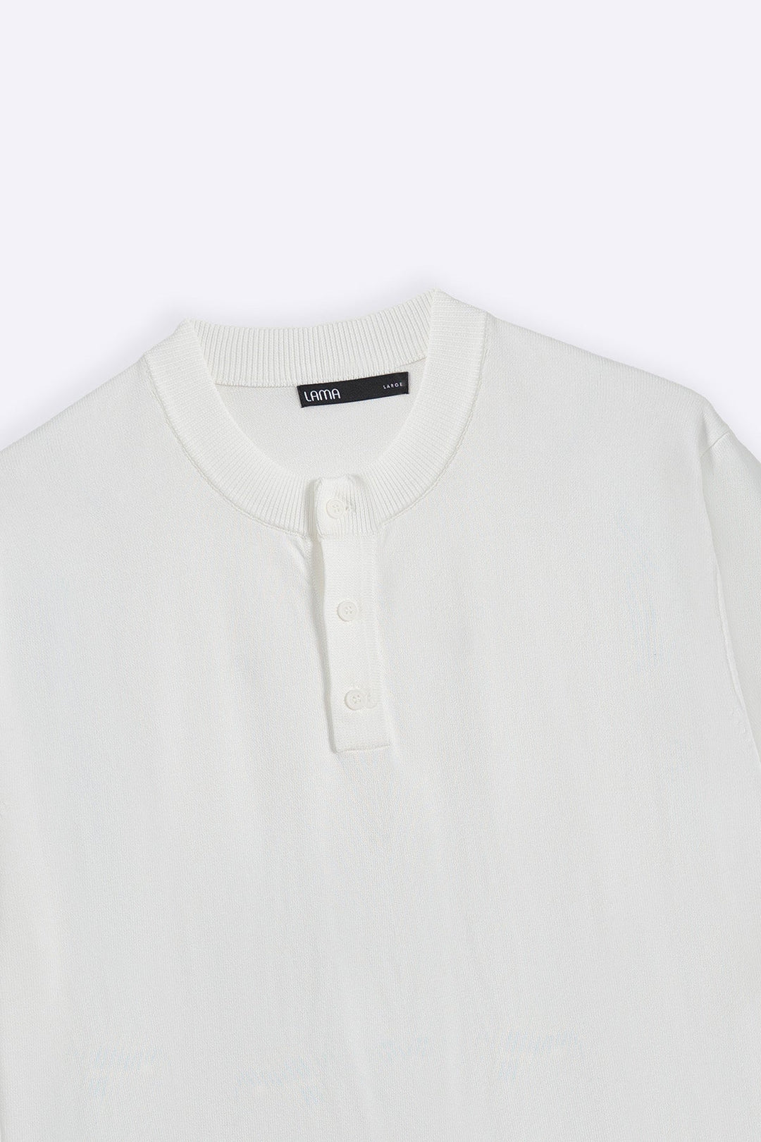 WHITE SOFT KNIT HENLEY SHIRT
