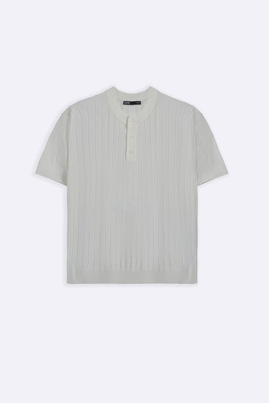 WHITE TEXTURED HENLEY