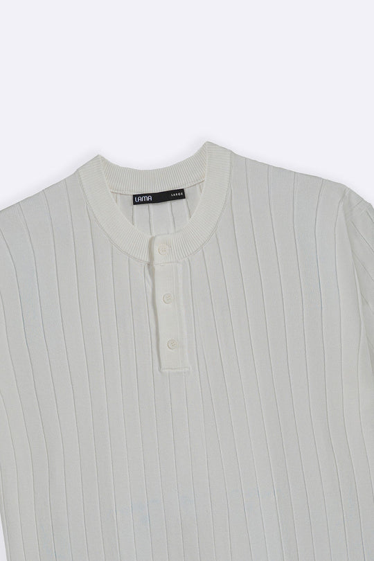 WHITE TEXTURED HENLEY
