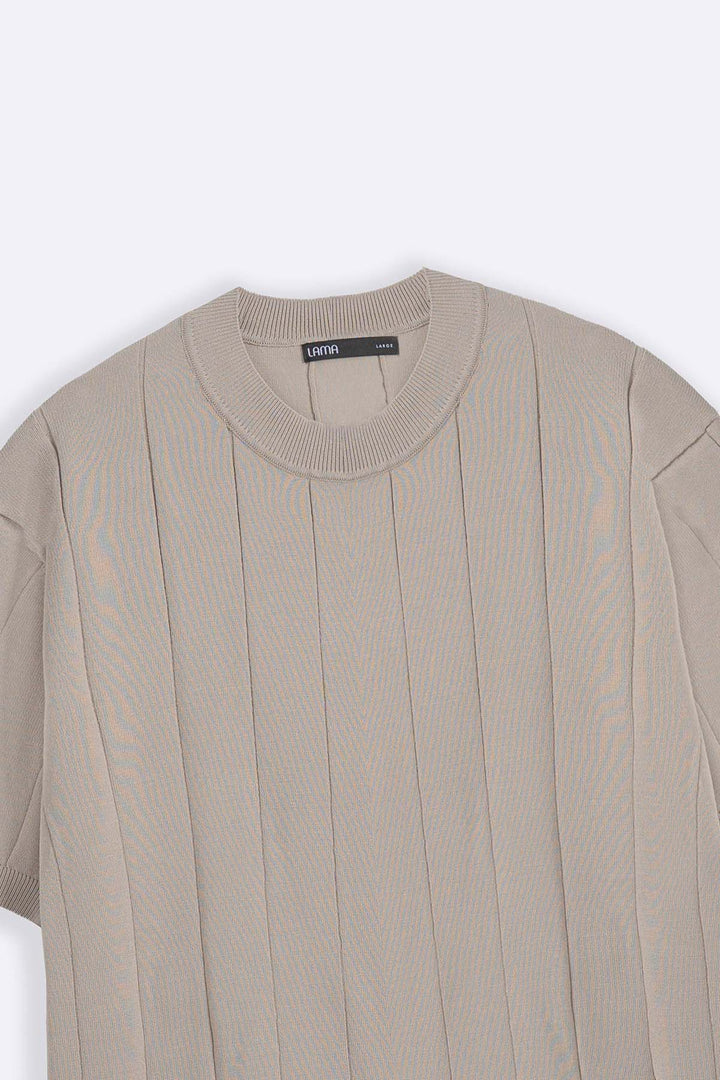 BEIGE DROP NEEDLE TEE