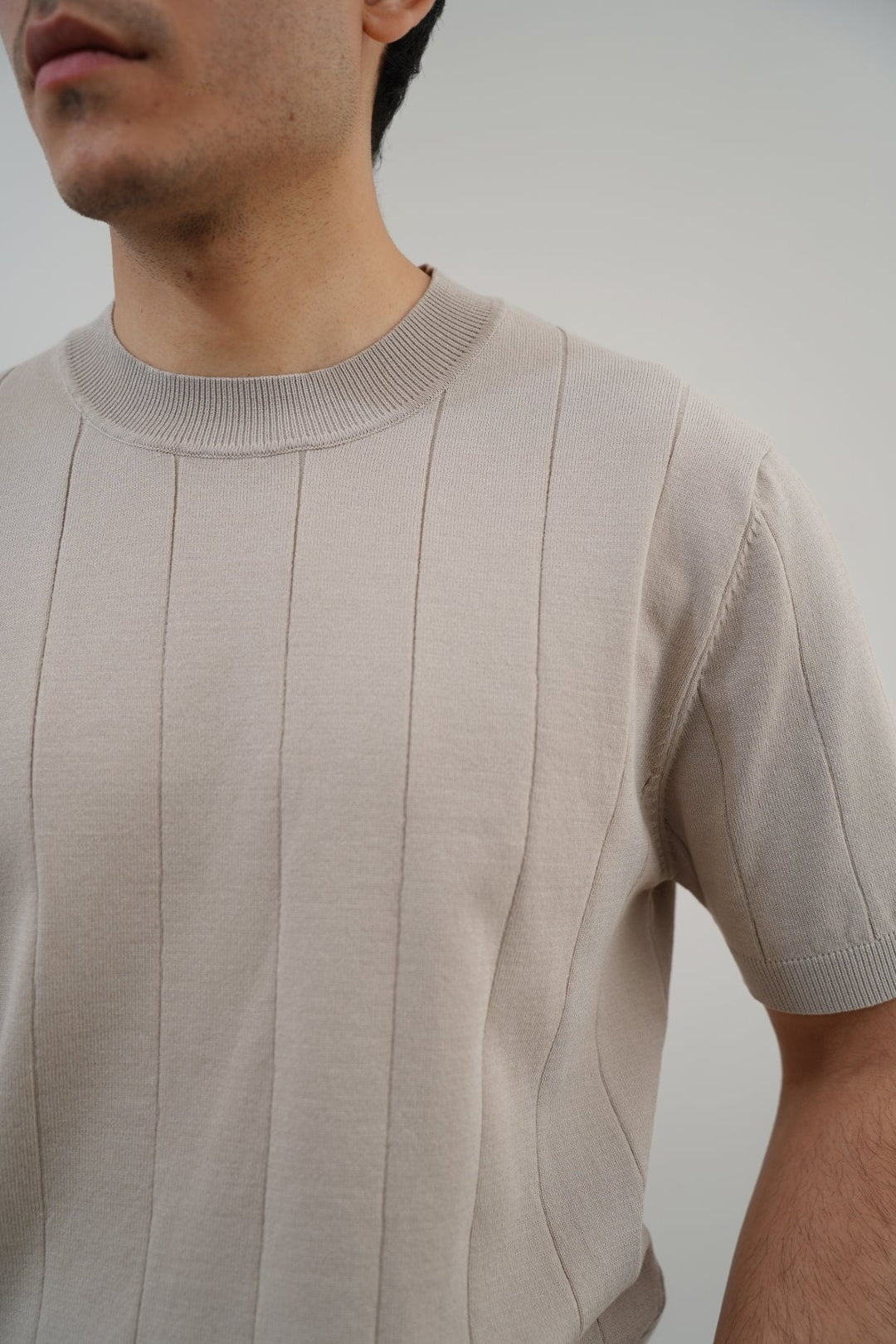BEIGE DROP NEEDLE TEE
