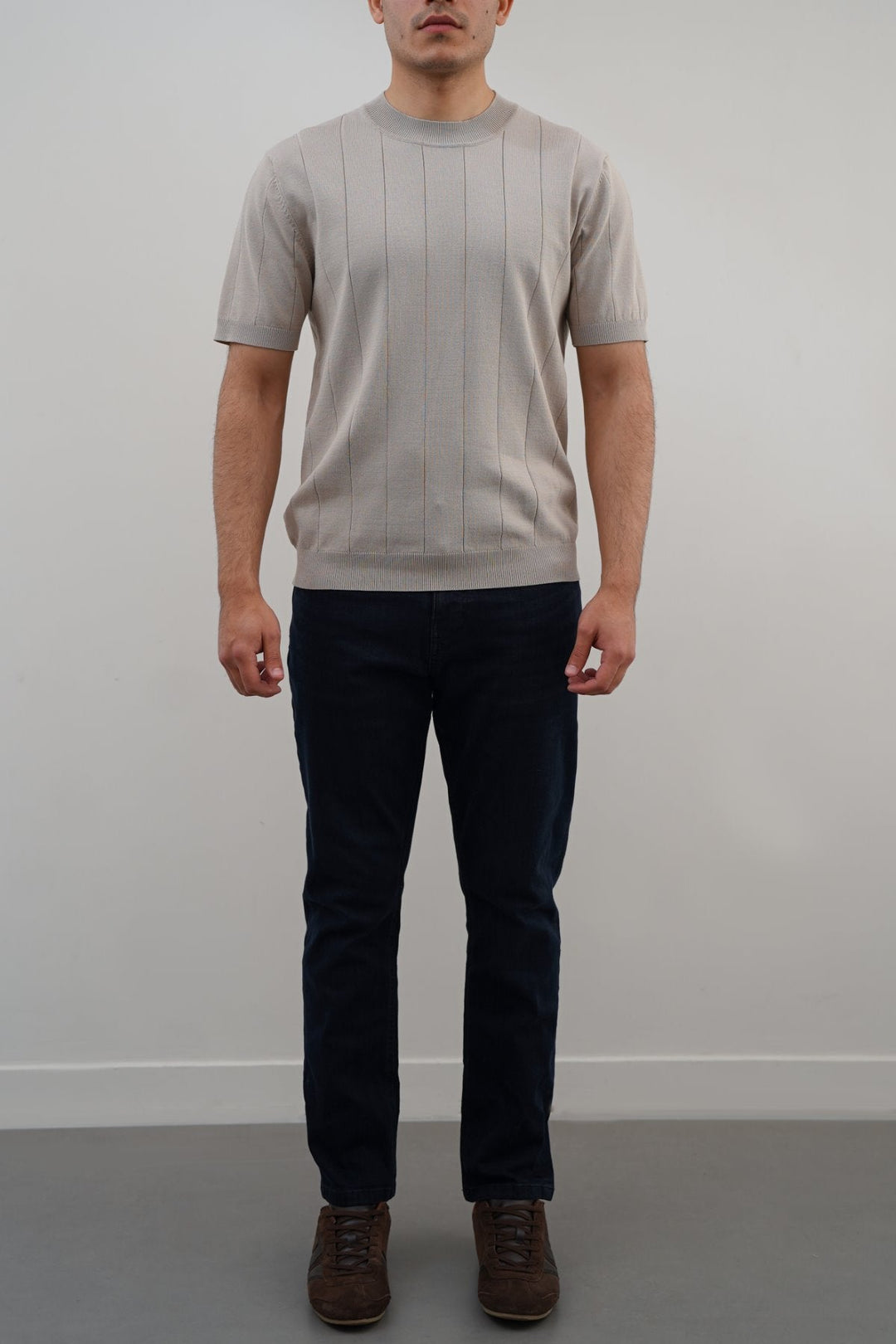 BEIGE DROP NEEDLE TEE