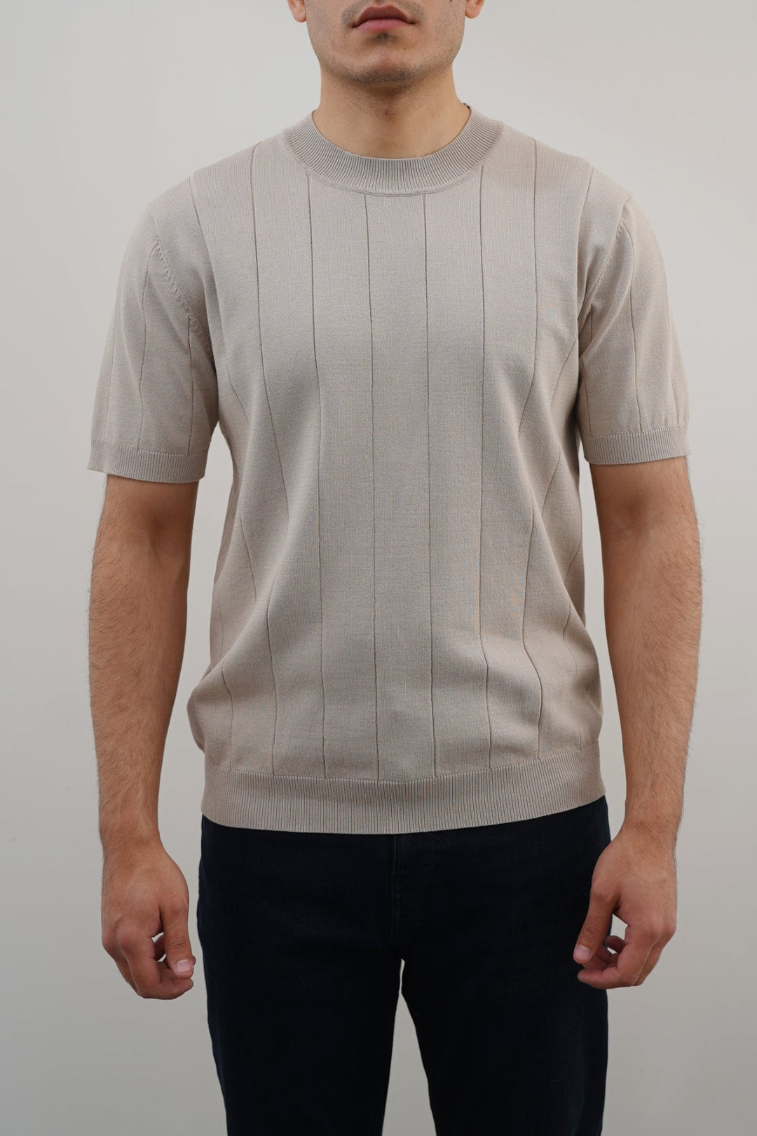 BEIGE DROP NEEDLE TEE