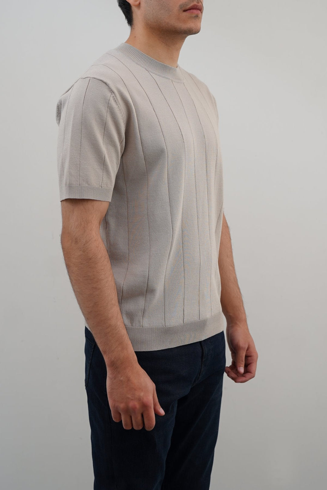 BEIGE DROP NEEDLE TEE