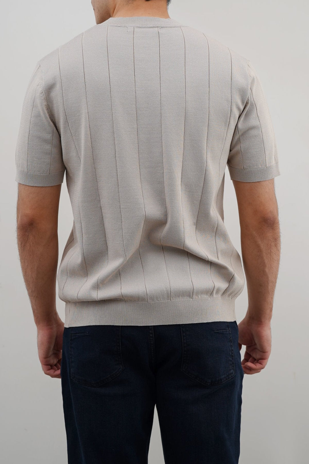 BEIGE DROP NEEDLE TEE