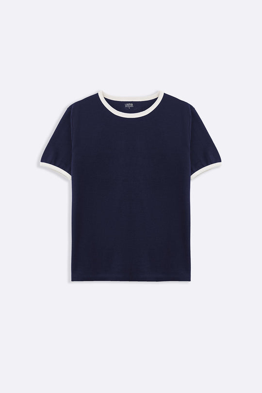 NAVY CONTRAST TEE