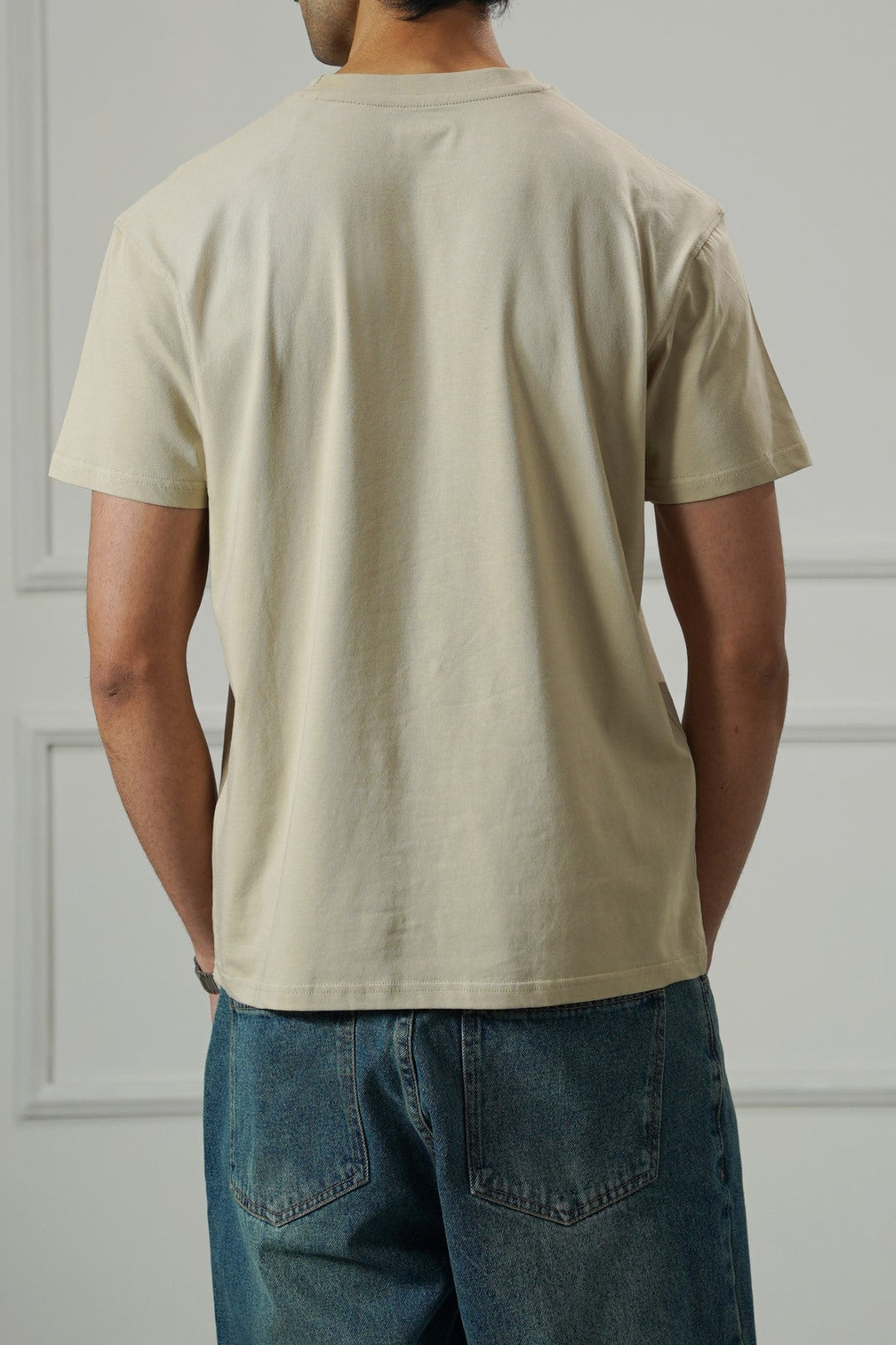 BEIGE ESSENTIAL CREW NECK TEE