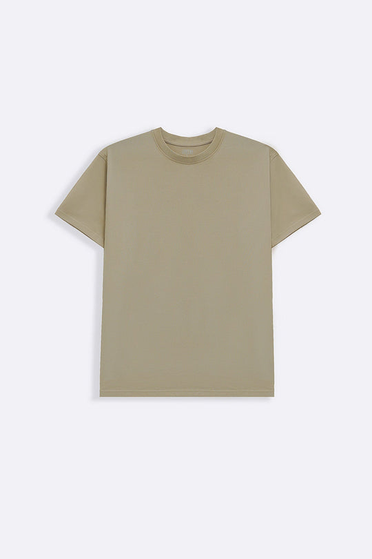BEIGE ESSENTIAL CREW NECK TEE