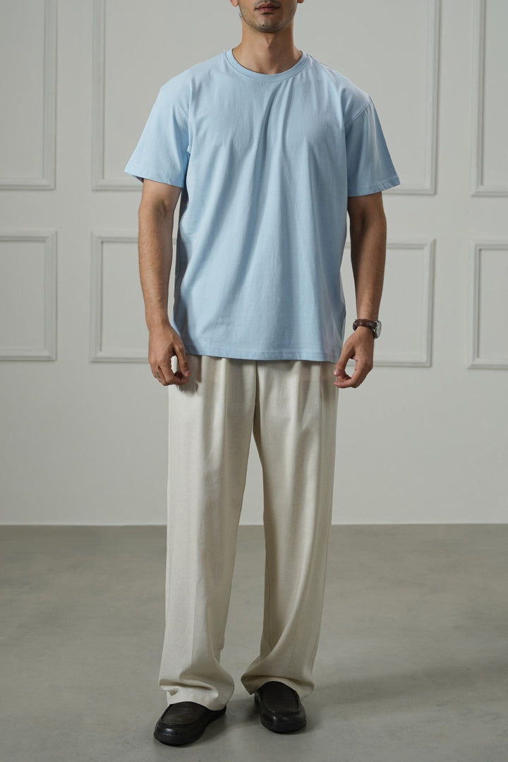 LIGHT BLUE ESSENTIAL CREW NECK TEE