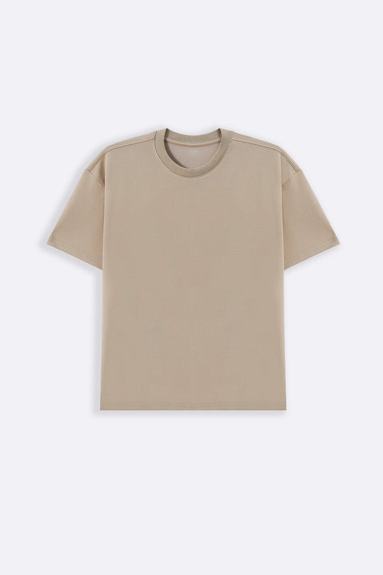 KHAKI BASIC RIBBED TEE