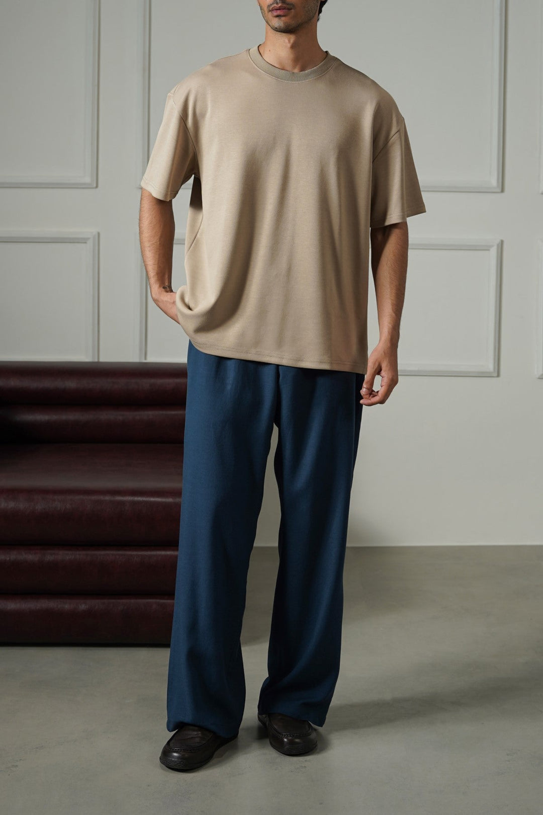 KHAKI BASIC RIBBED TEE