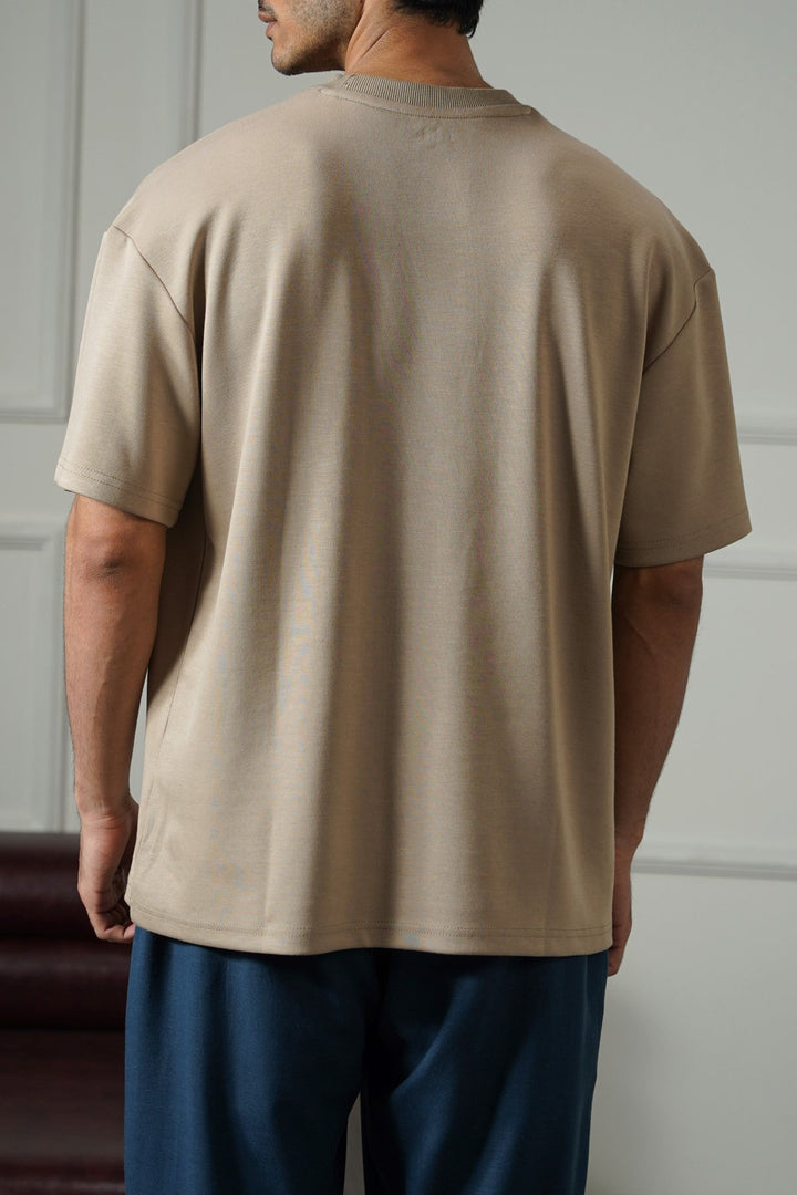 KHAKI BASIC RIBBED TEE