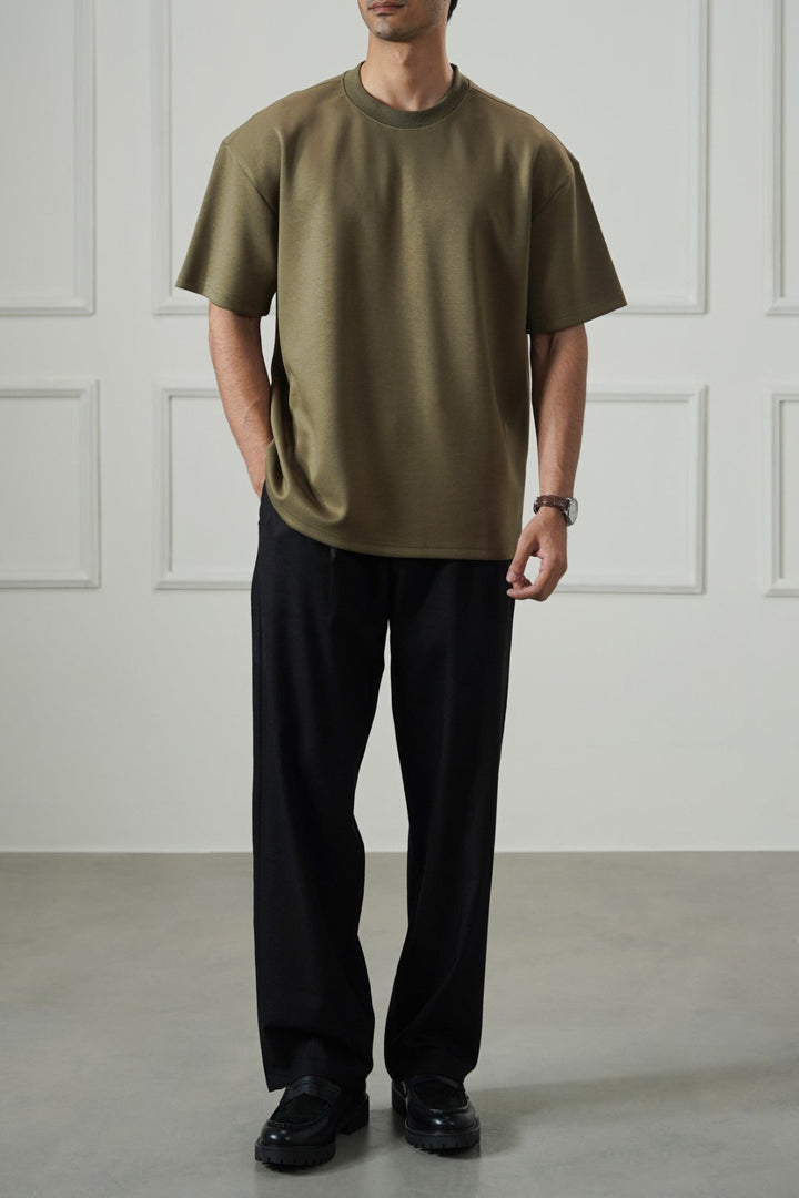 OLIVE BASIC RIBBED TEE