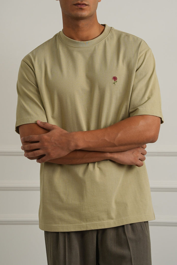 LIGHT GREEN ROSE GRAPHIC TEE
