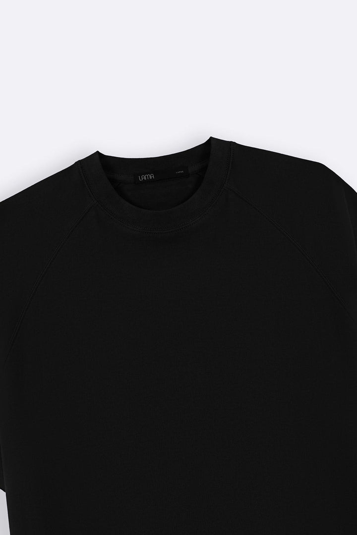 BLACK RAGLAN COTTON TEE